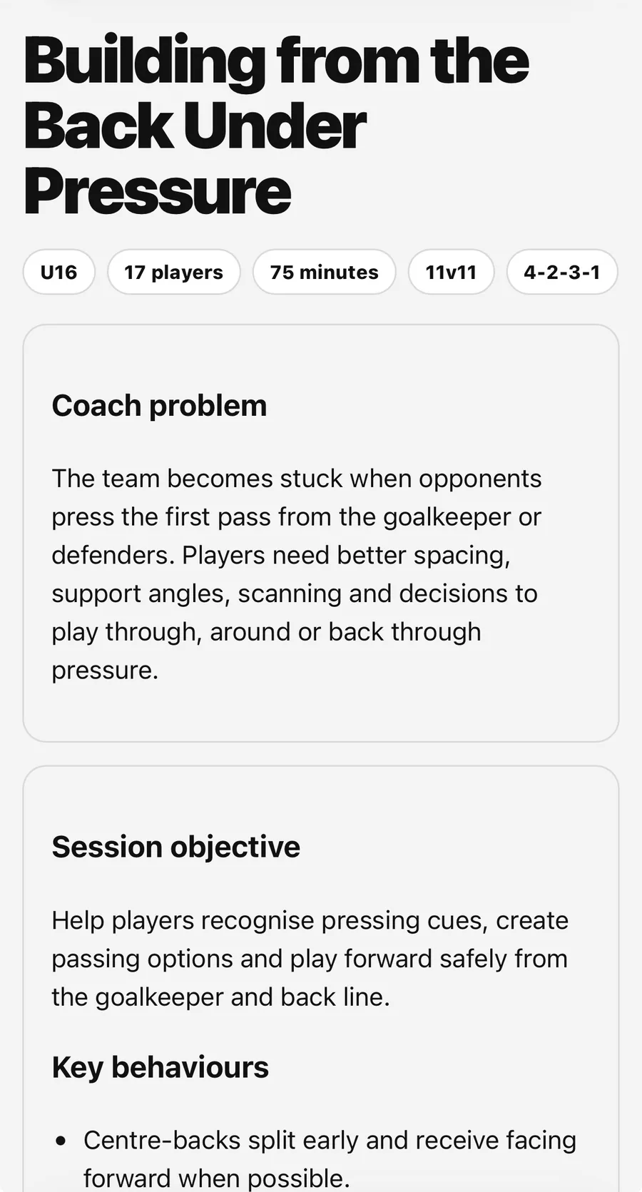 Detailed Next Phase Coach session plan